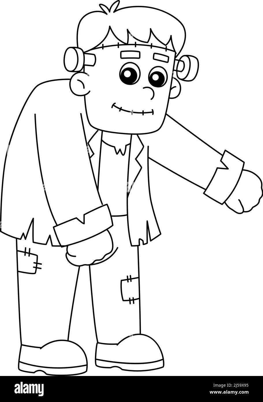 Frankenstein halloween coloring page isolated stock vector image art
