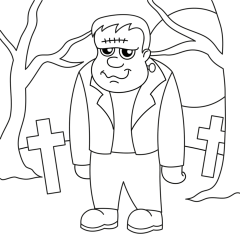 Cartoon frankenstein coloring page free printable coloring pages
