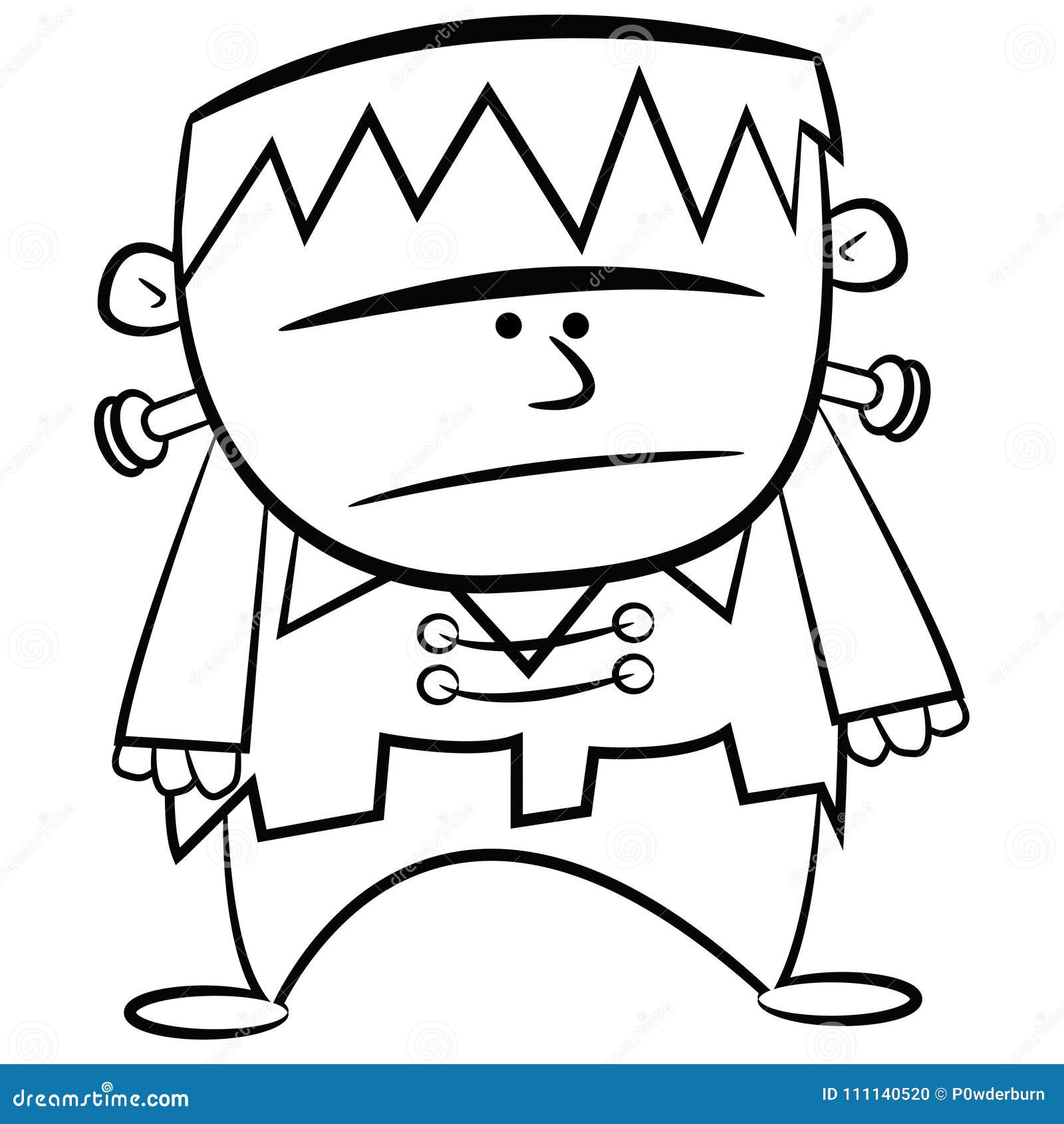 Halloween coloring page b w kid frankenstein stock vector