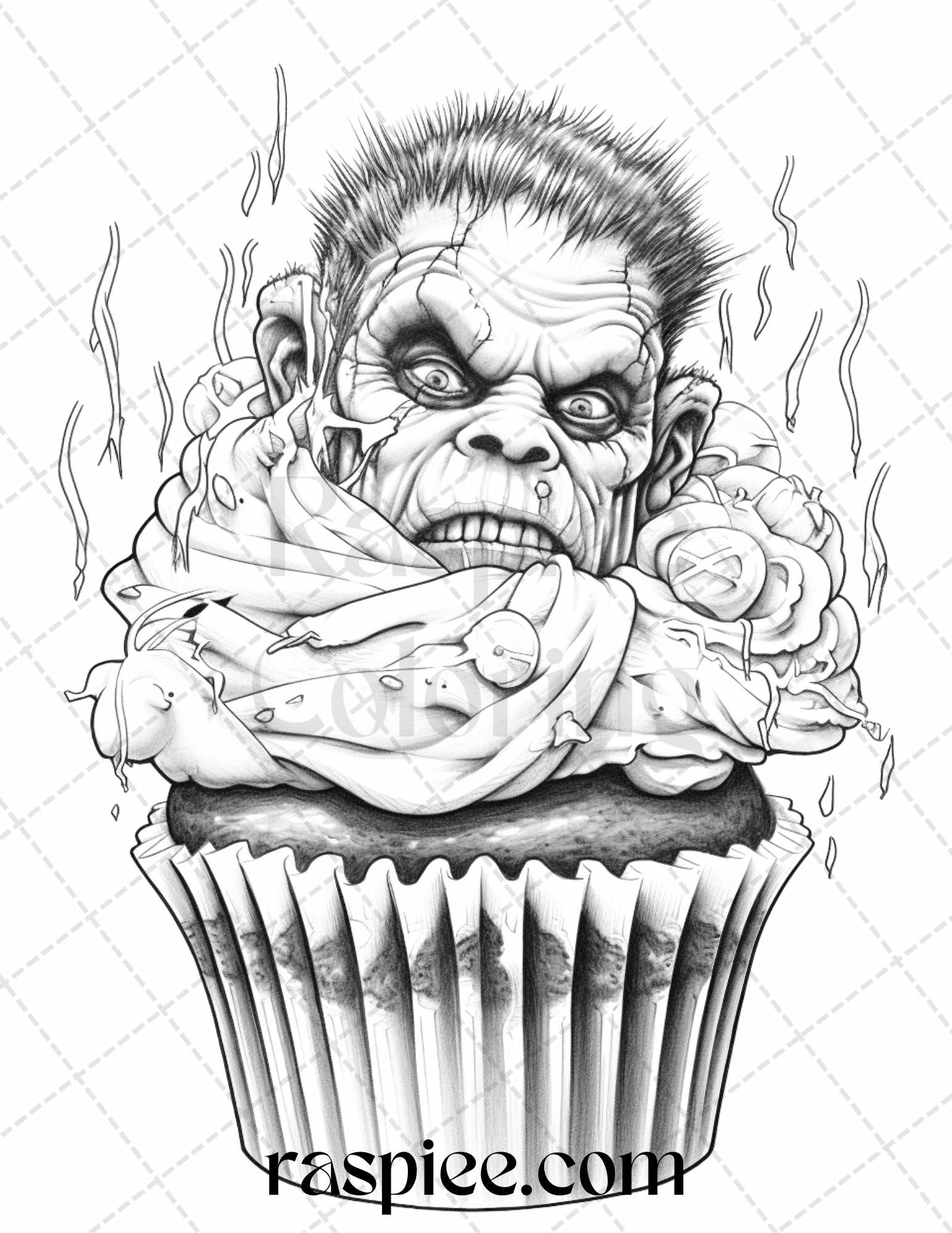 Halloween spooky desserts grayscale coloring pages printable for ad â coloring