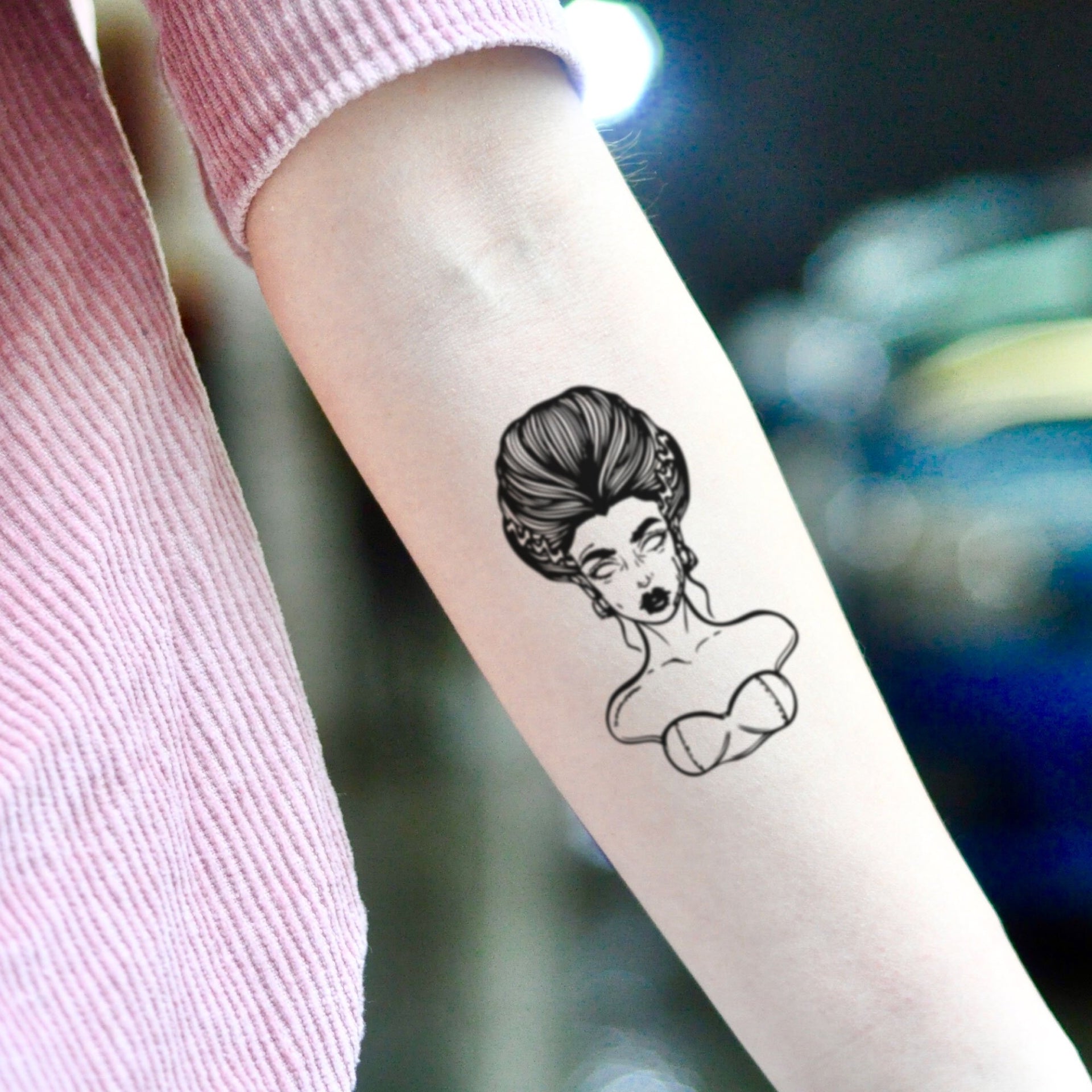 Bride of frankenstein temporary tattoo sticker