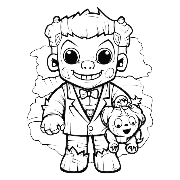 Premium vector frankensteins monster coloring book for kids