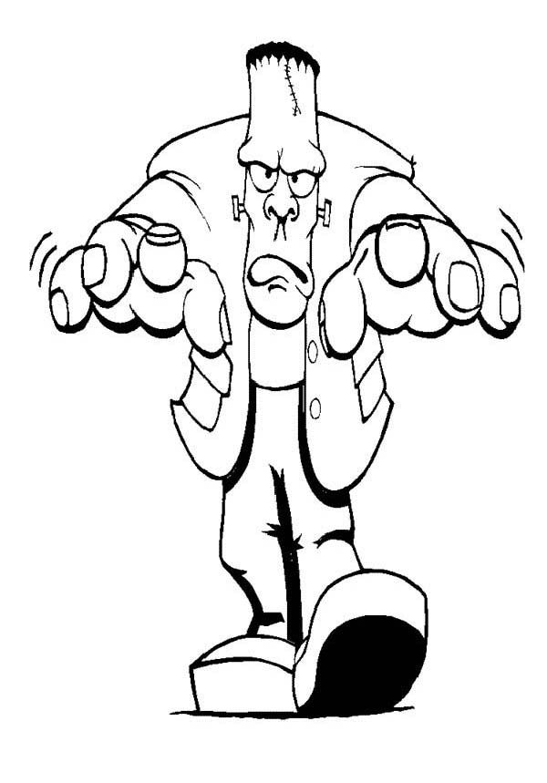 Furious mr frankenstein on halloween day coloring page