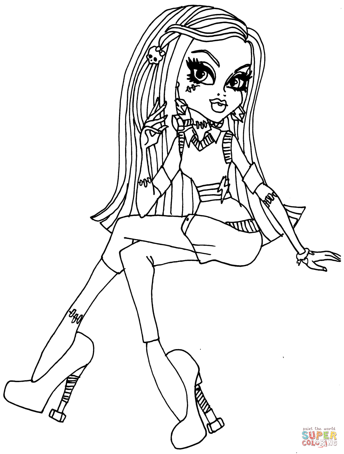 Monster high frankie stein doll coloring page free printable coloring pages
