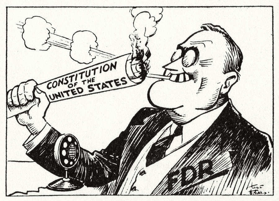 Franklin d roosevelt burns us constitution drawing by historic image