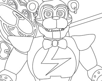 A digital downloadable adult colouring page five nights at freddys freddy fasbear security breach