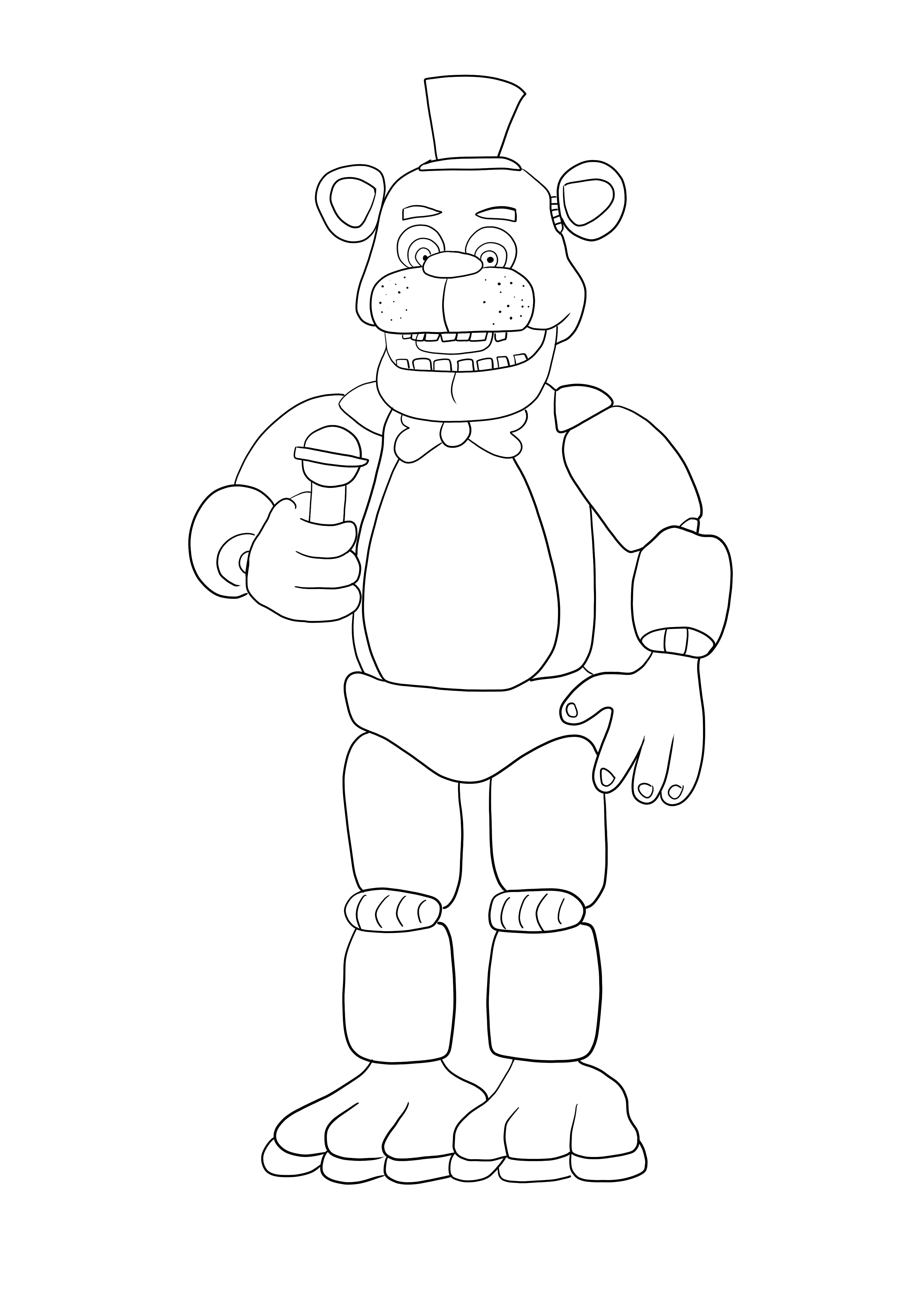 Freddy the fazbear coloring page for free for kids