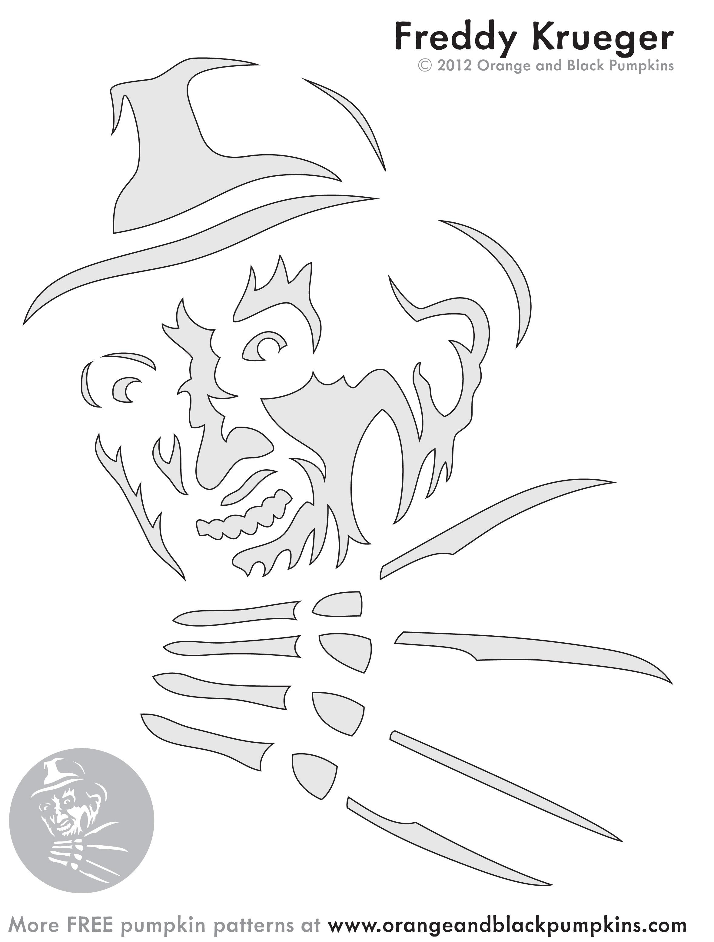 Nightmare on elm street freddy krueger pumpkin stencil