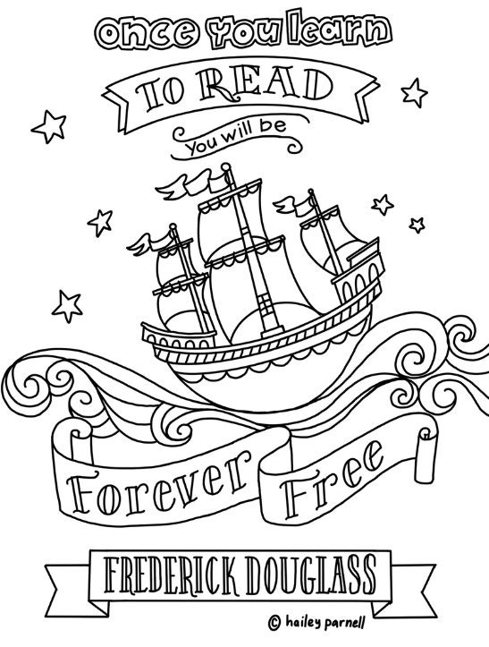 Frederick douglass quote black history coloring page
