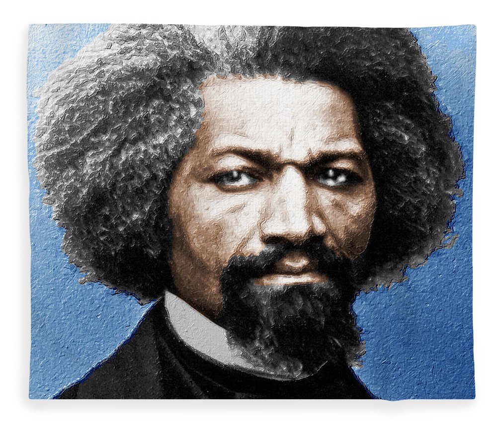 Frederick douglass painting in color fleece blanket by tony rubino