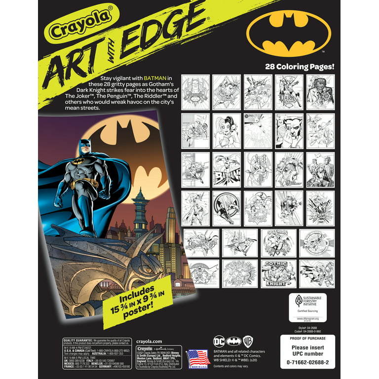 Crayola batman coloring book pages pages poster gift for teens