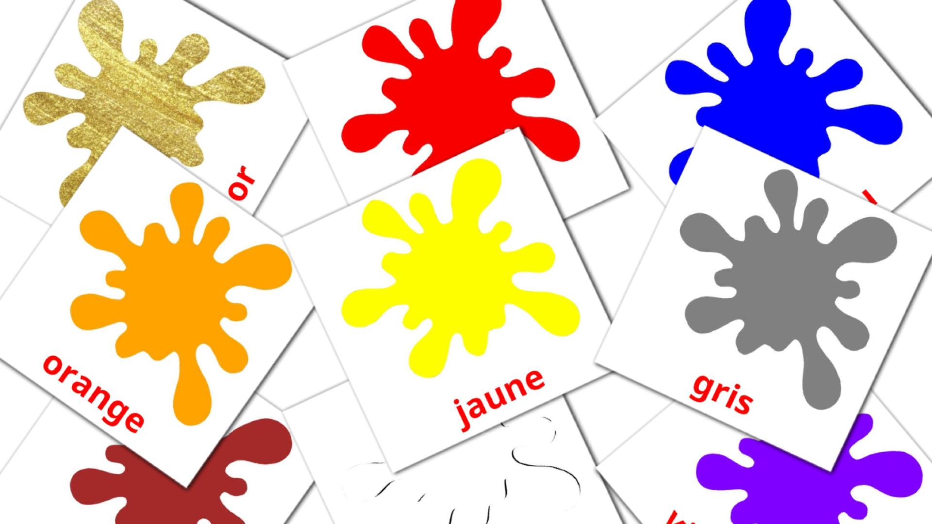 Free secondary colors flashcards pdf french words
