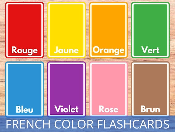 French colors printable flashcards basic french vocabulary france classroom resource word cards learning french homeschool kids