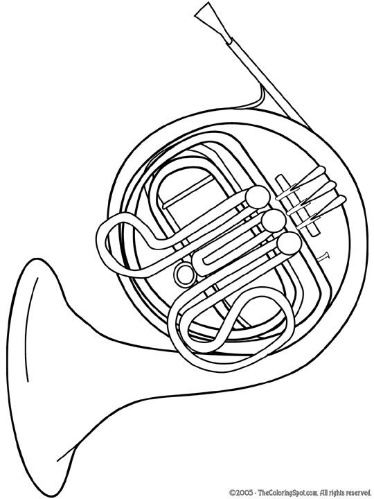 French horn printable coloring pages for kids instrumentos musicales musicales cuerno francãs