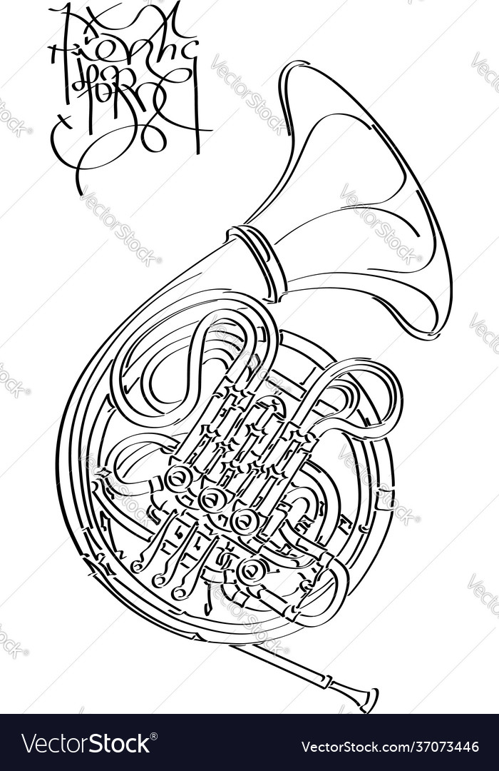 Abstract drawing french horn royalty free vector image