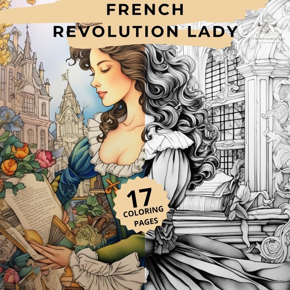 Grayscale french revolution coloring page detailed art for adult relaxation ideal history enthusiasts artists download now
