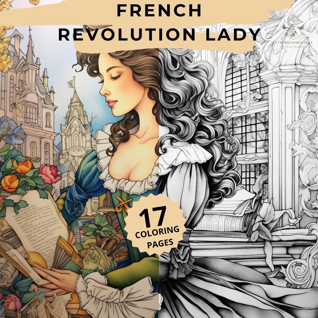 Grayscale french revolution coloring page detailed art for adult relaxation ideal history enthusiasts artists download now
