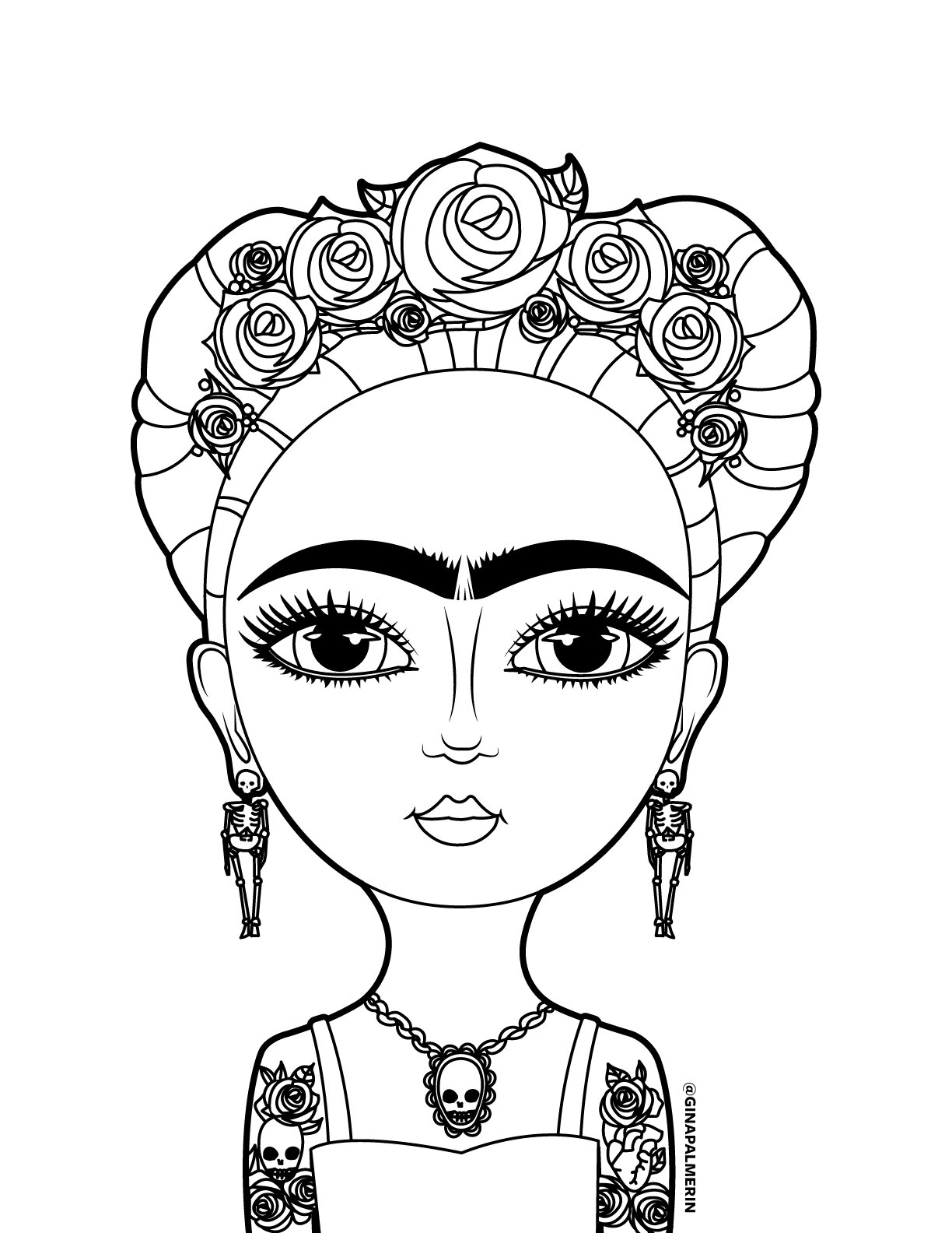 Stayhome free frida coloring page â gina palmerin