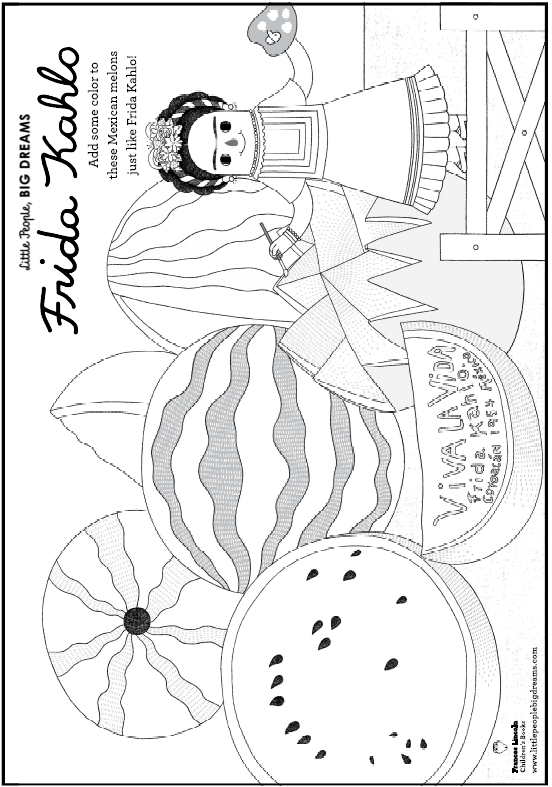 Lpbd coloring sheet frida kahlo elementary art projects elementary art teaching art