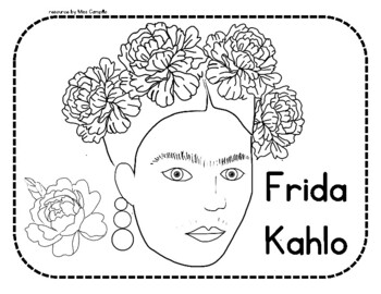 Frida kahlo coloring tpt