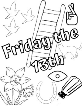 Friday the th coloring friday th bad luck black cat ladder salt