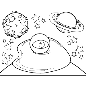 Fried egg space alien coloring page