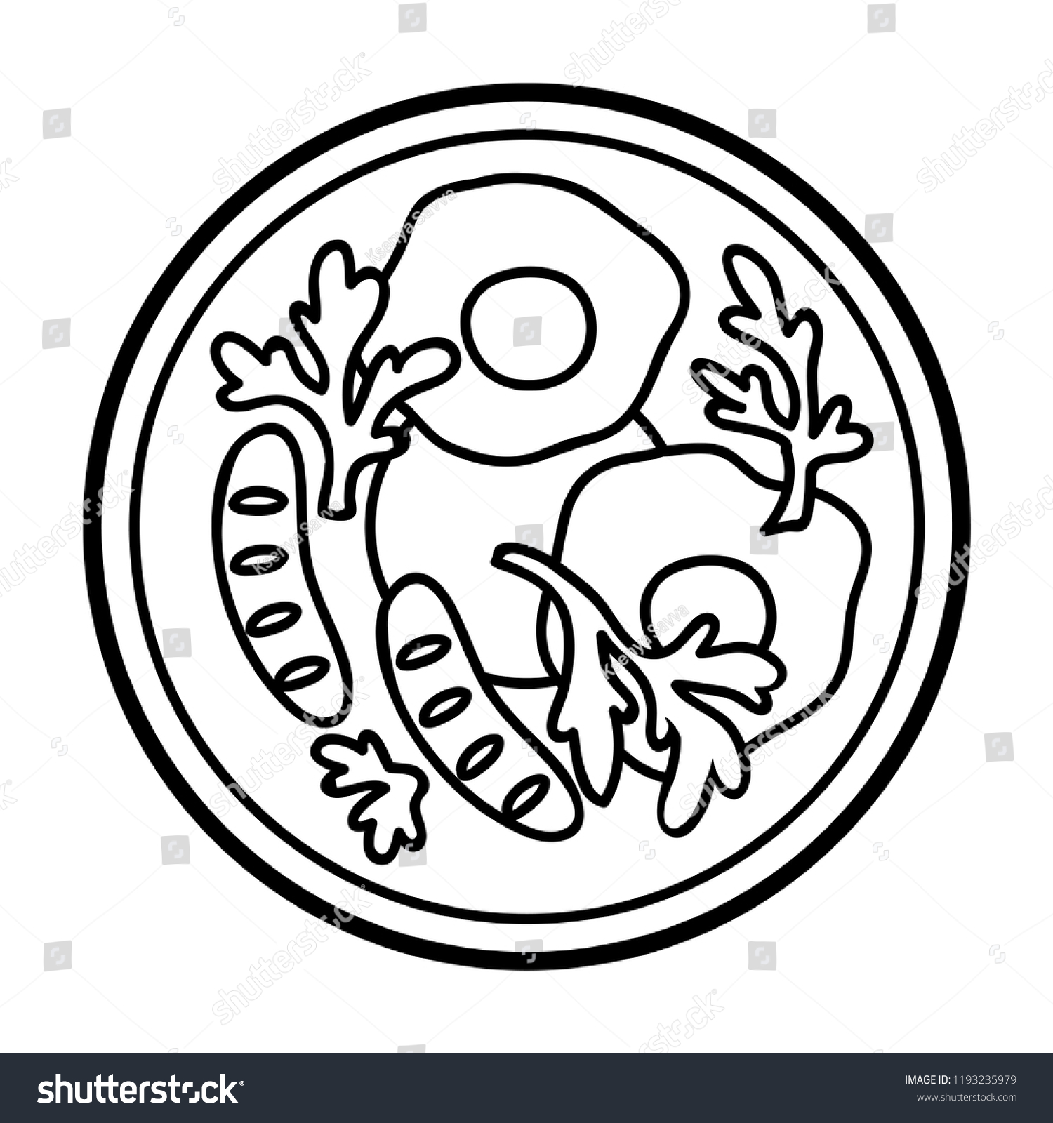 Coloring book children fried egg stock vector royalty free