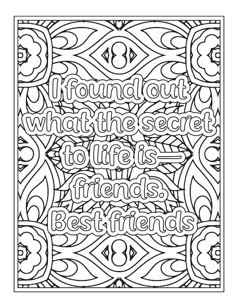 Premium vector best friend quotes coloring page kdp interior