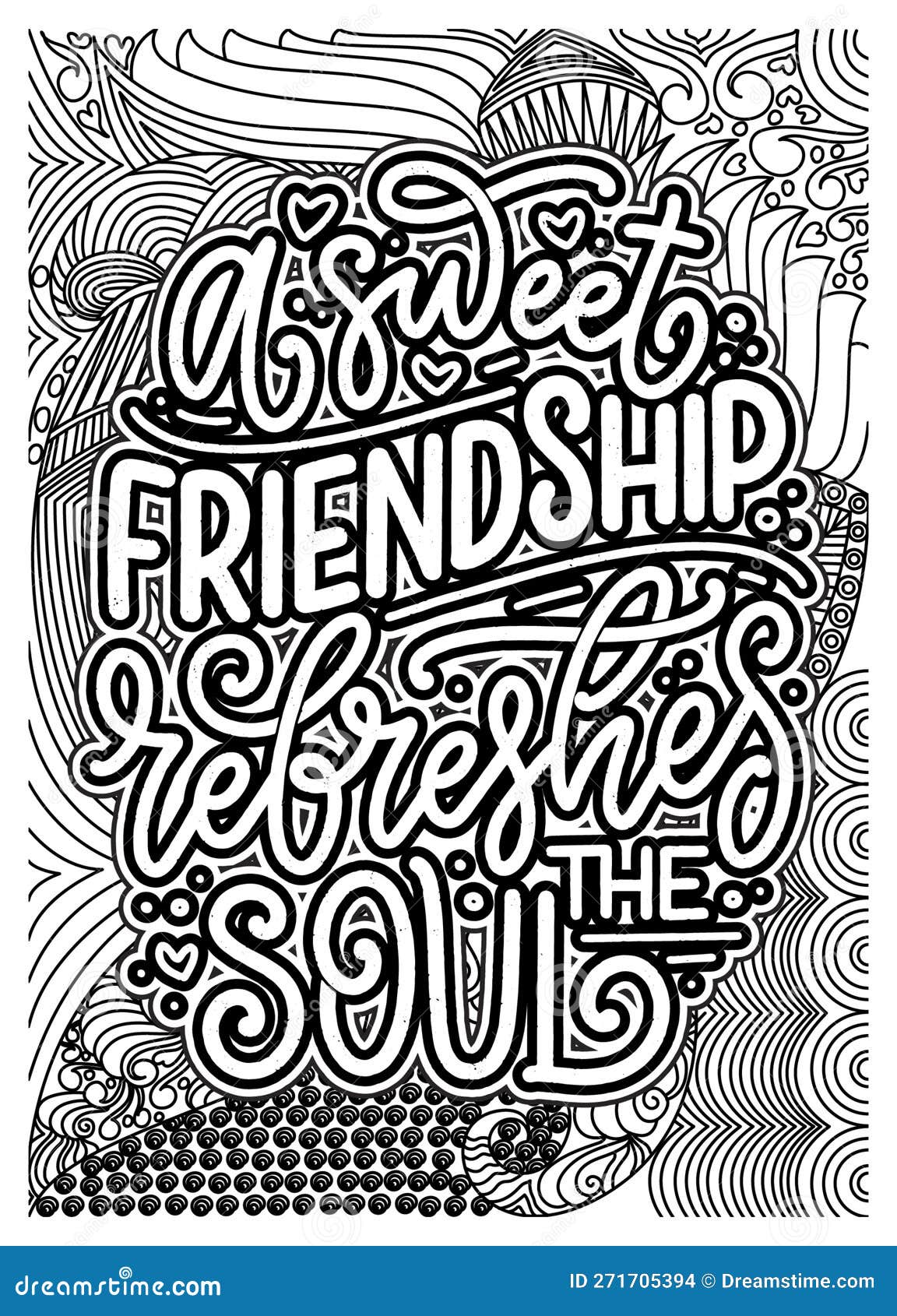 Friend quote coloring pages for adults friend coloring page design stock illustration