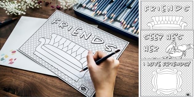 Frnds colouring pages party teacher made
