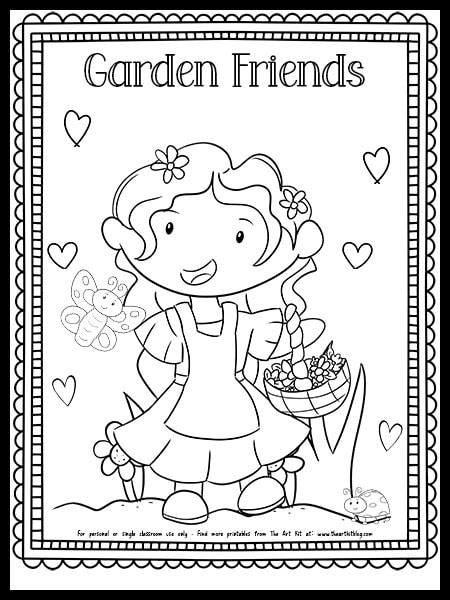 Cute gardening girl and friends coloring page free printable â the art kit