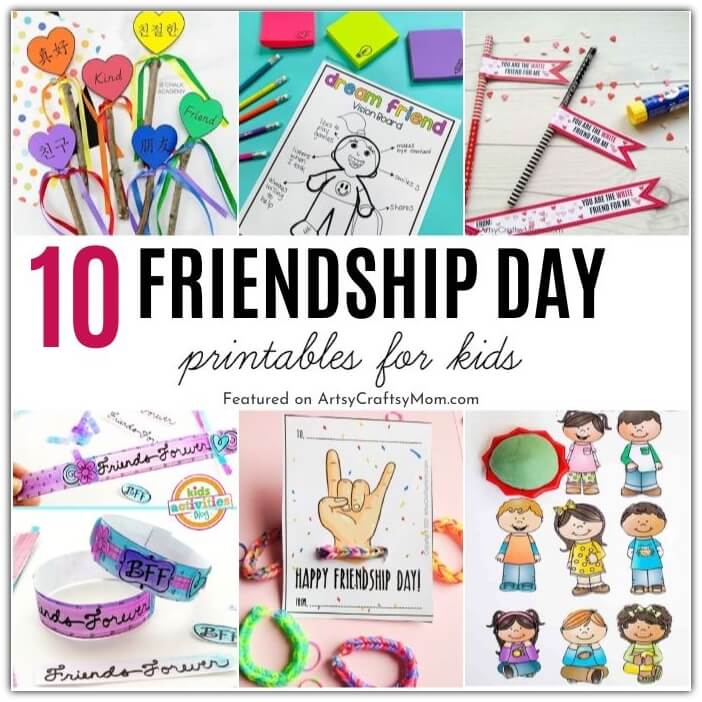 Colorful friendship day printables for kids