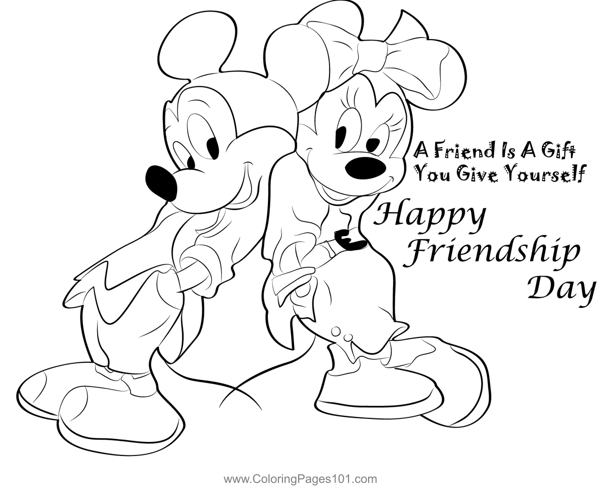 Happy friendship day coloring page for kids