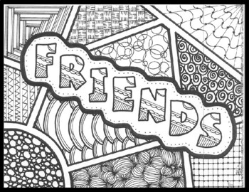 Friends zentanglecoloring page