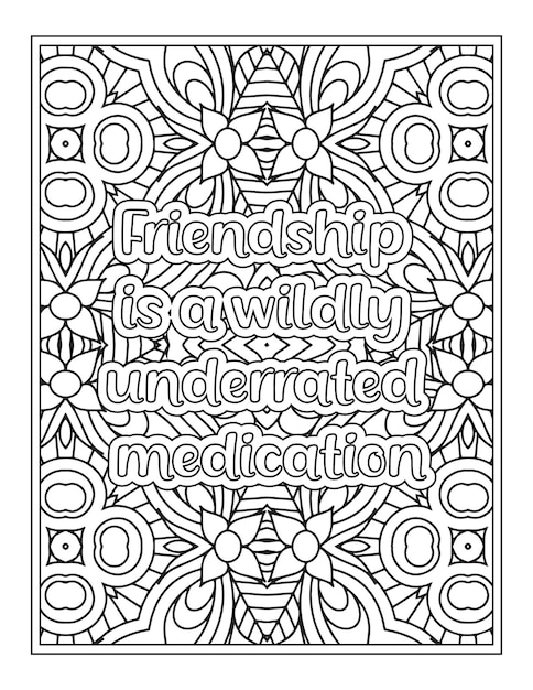 Premium vector best friend quotes coloring page kdp interior