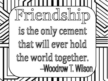 Friendship quote coloring page by angelique grathwohl tpt