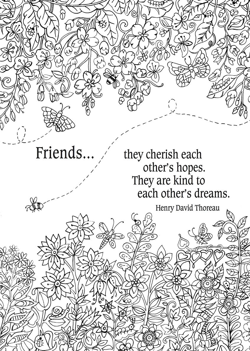 Friendsthey cherish each others hopes words colouring love coloring pages adult coloring book pages quote coloring pages