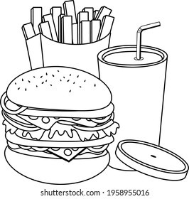 Fast food hamburger french fries drink stock vector royalty free