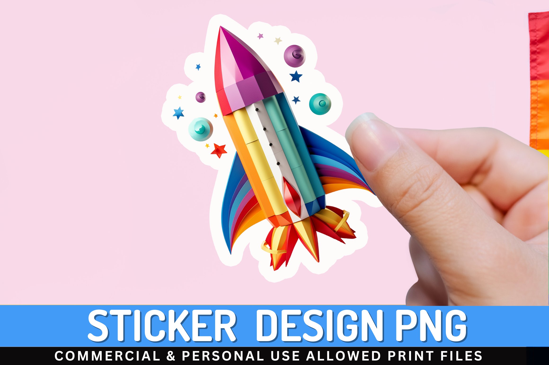 Paper rocket stickers png