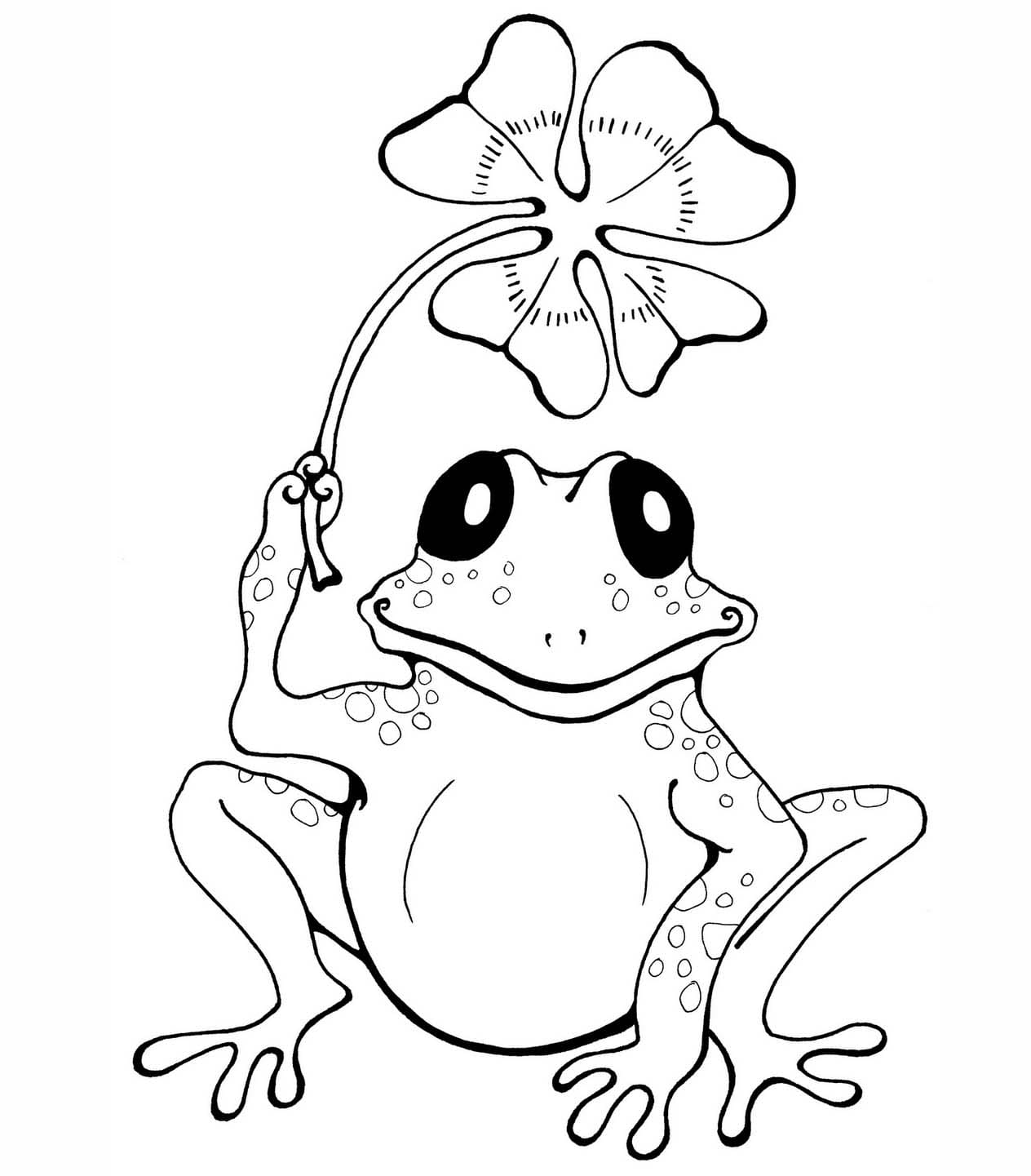 Cute frog cartoon coloring page
