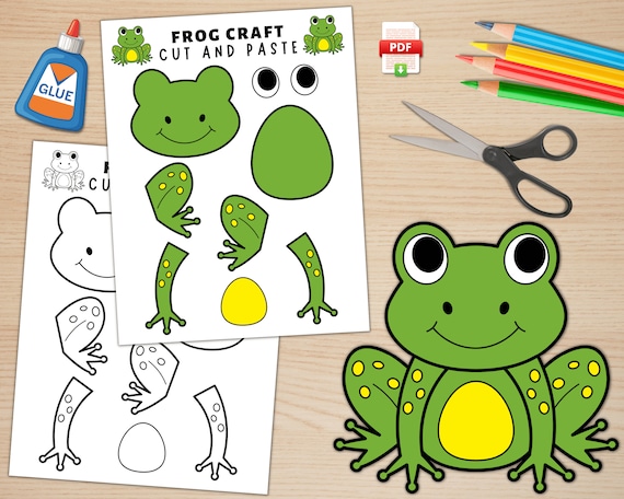 Printable frog craft for kids spring craft activity pond life activity frog paper craft build a frog frog coloring page pdf