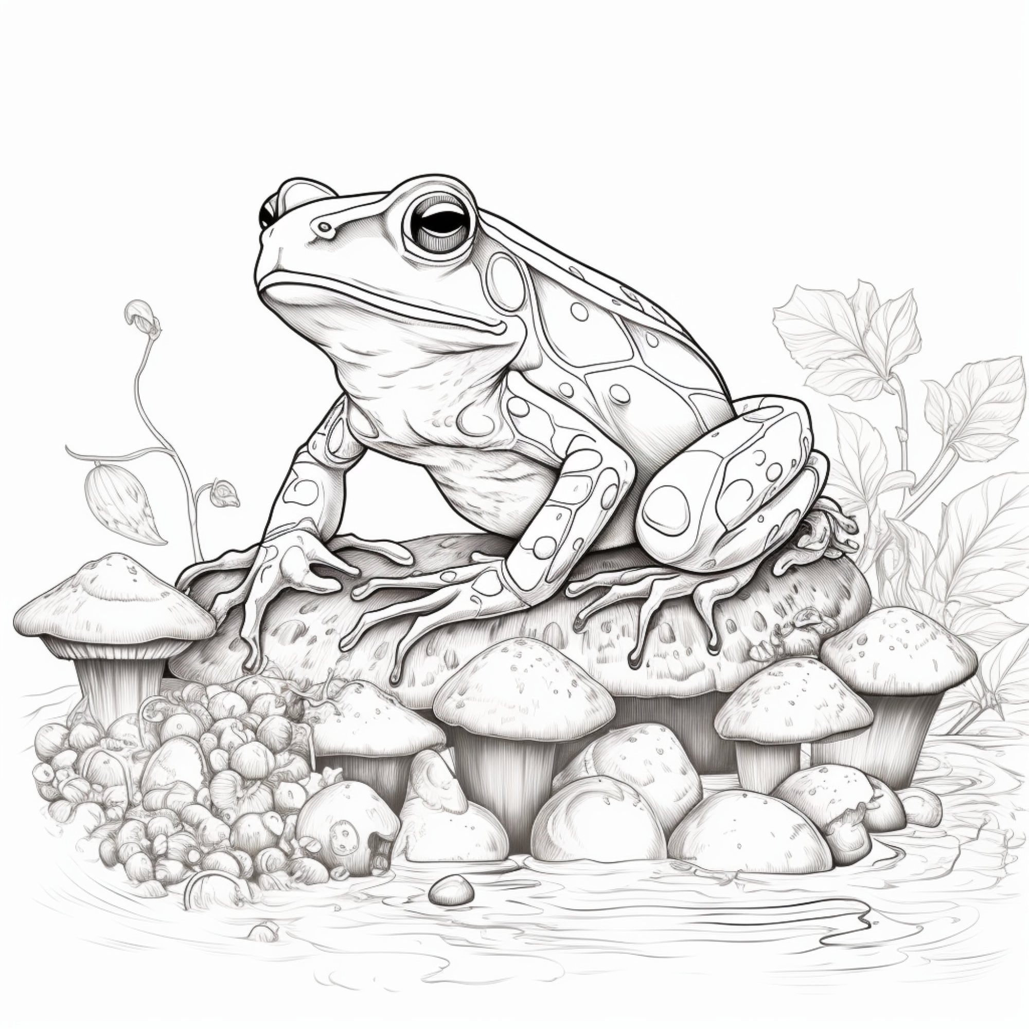 Printable frog coloring pages for kids and adults digital download pdf