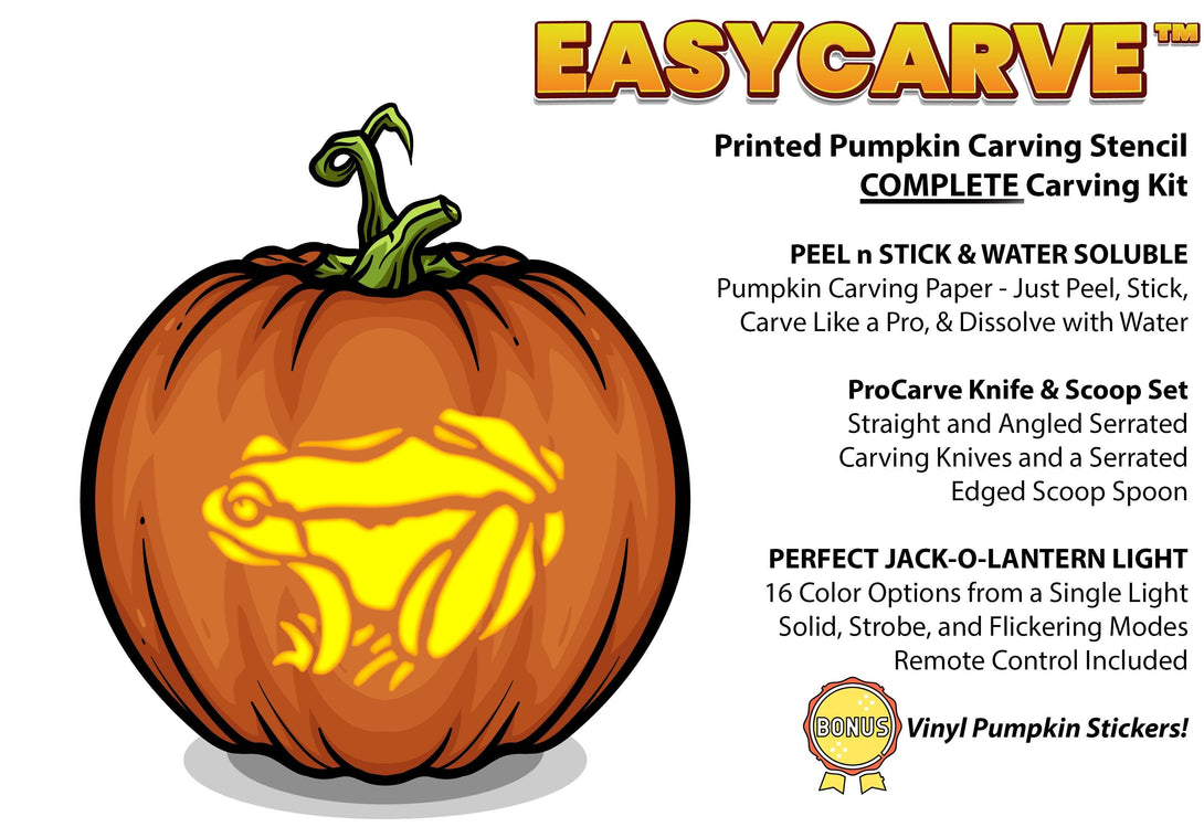 Forest frog pumpkin carving stencil