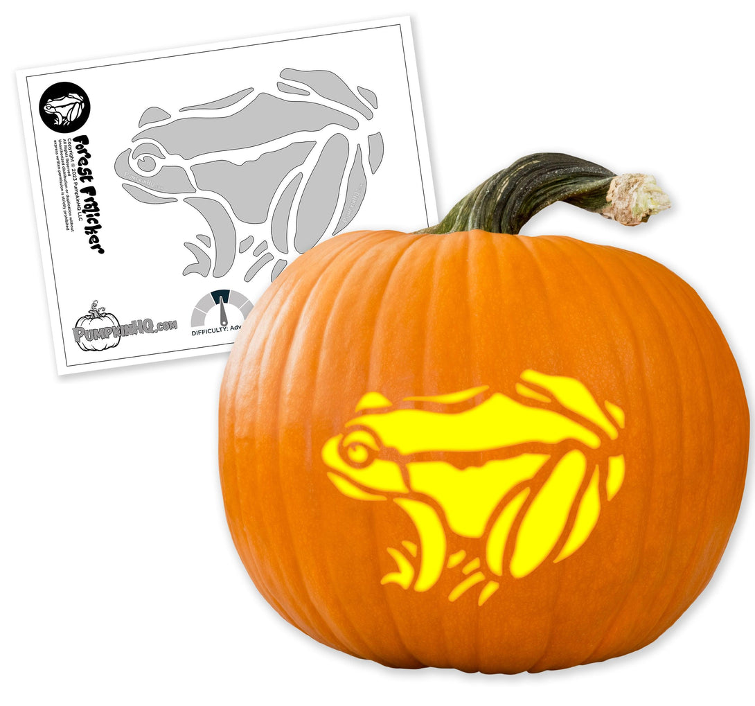 Forest frog pumpkin carving stencil