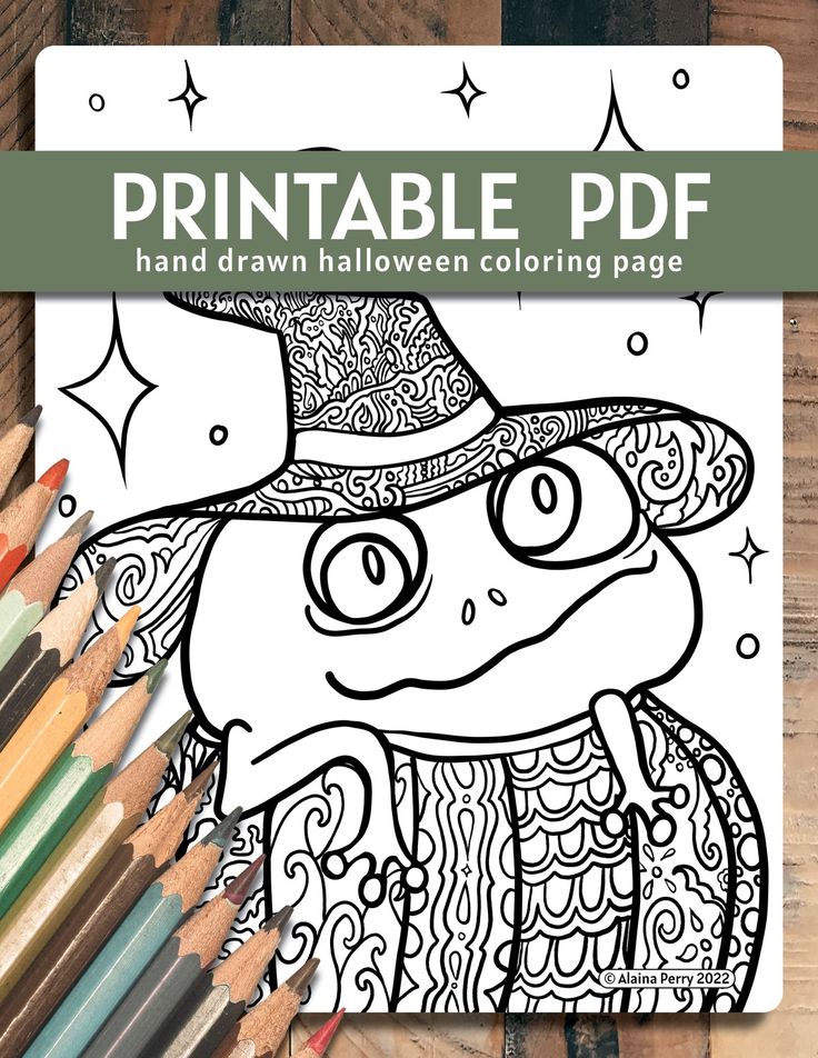 Halloween frog in a pumpkin coloring page
