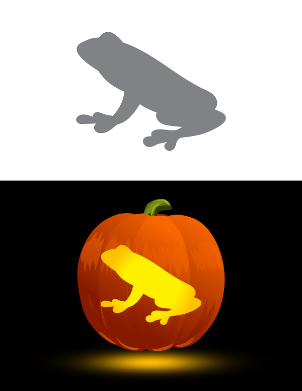Printable tree frog pumpkin stencil