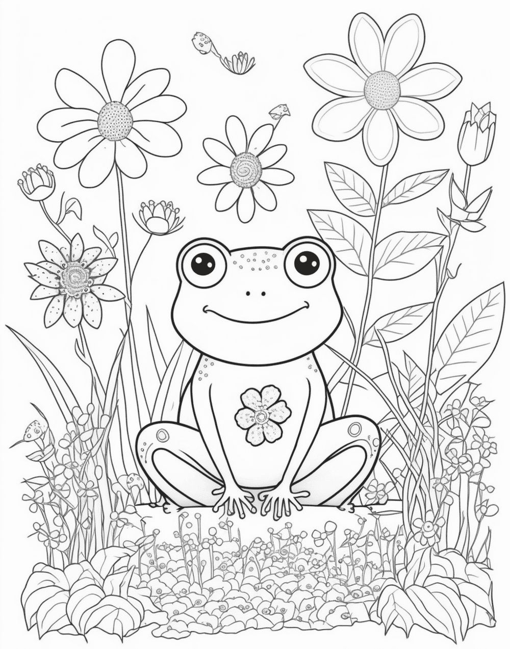 Free frog coloring pages for kids printables