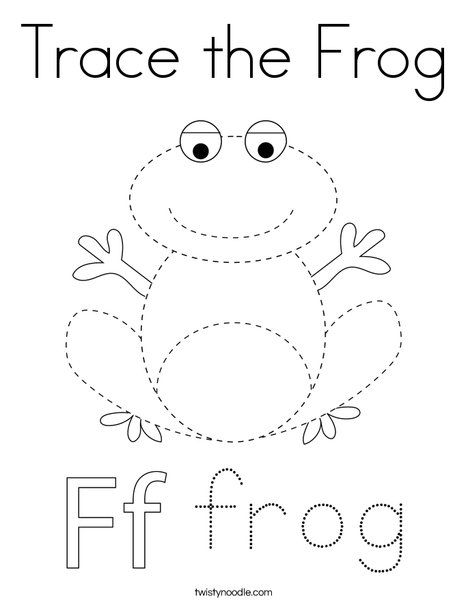 Trace the frog coloring page