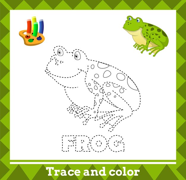 Premium vector trace and color for kids frog vector kids activity page