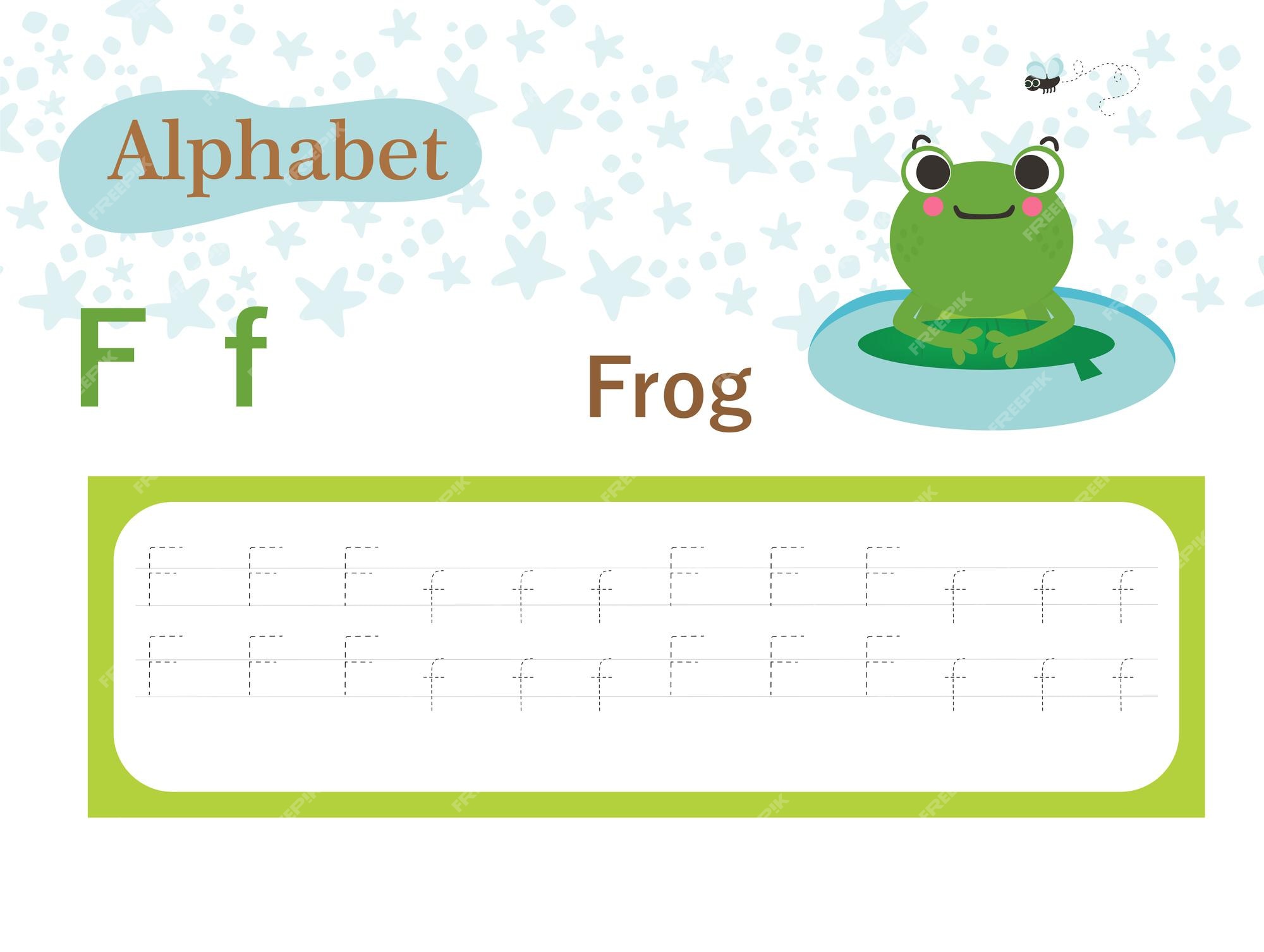 Premium vector coloring page frog cute kawaii school activity alphabet